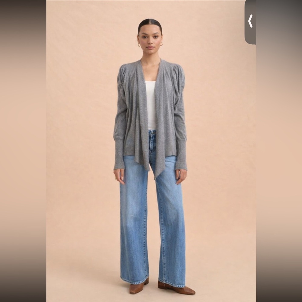 Anthropologie Gray Draped Open-Front Cardigan